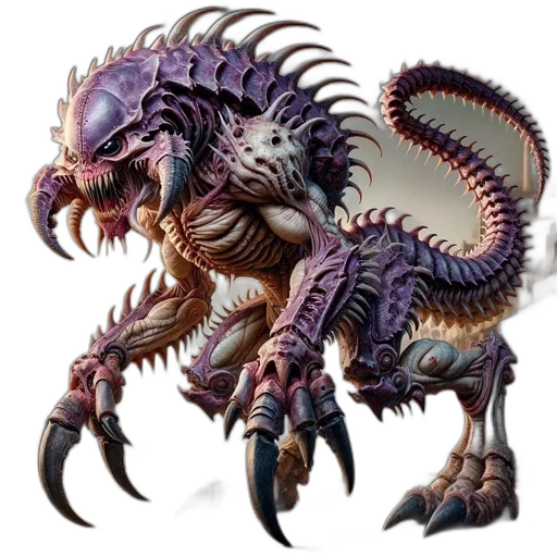 dragon, creature, animal, concept art, fantasy art, 3d render, purple, spines transparent PNG cut-out