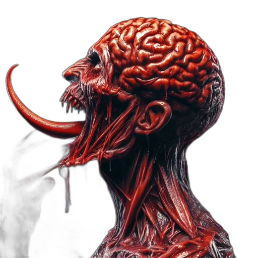 mask, face, creature, concept art, photorealistic, 3d render, fantasy art, red transparent PNG cut-out