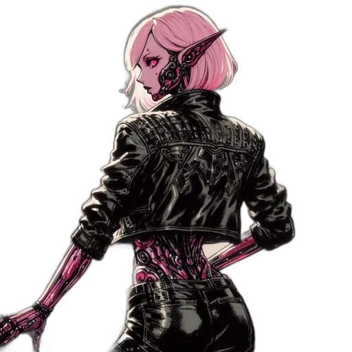 jacket, robot, mask, cyberpunk, concept art, comic book art, fantasy art, dark transparent PNG cut-out