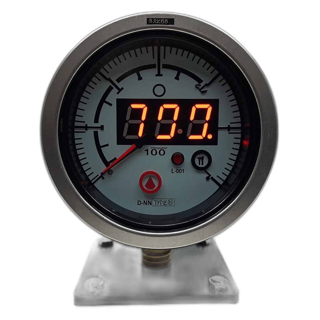 3d render, black, gray, pressure, gauge, digital, display, showing transparent PNG cut-out