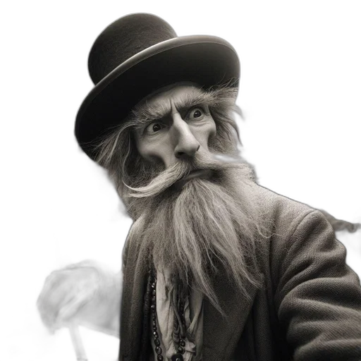 hat, face, hair, staff, photorealistic, fantasy art, concept art, cartoon transparent PNG cut-out