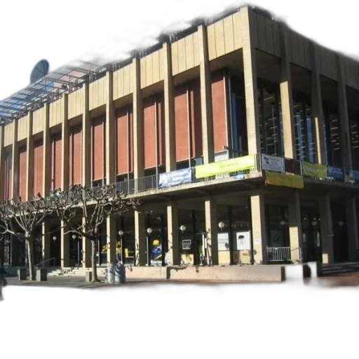 building, 3d render, city street, modern, large, windows, glass, roof transparent PNG cut-out