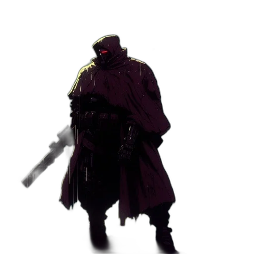 weapon, staff, sword, jacket, concept art, cyberpunk, fantasy art, pixel art transparent PNG cut-out
