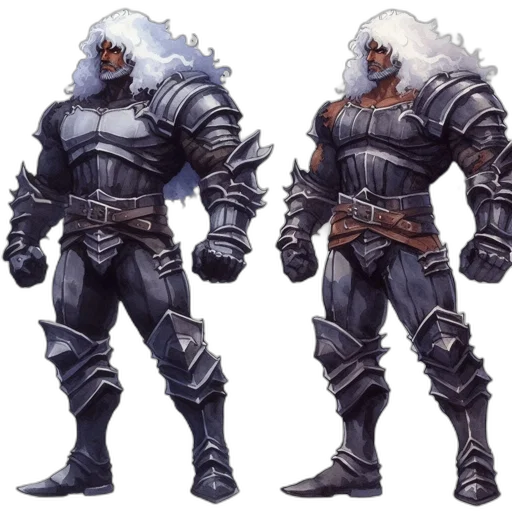 concept art, fantasy art, comic book art, 3d render, monochrome, dark, two, armored transparent PNG cut-out