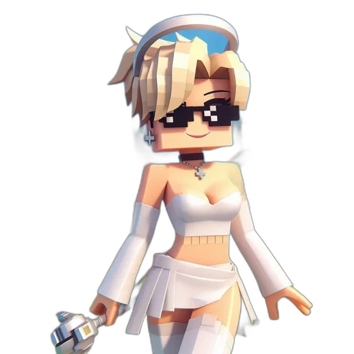 staff, dress, 3d render, pixel art, anime, concept art, animated, female transparent PNG cut-out