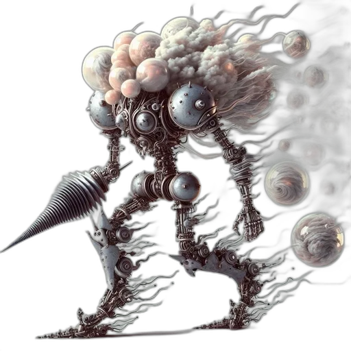 robot, weapon, creature, staff, concept art, fantasy art, comic book art, pixel art transparent PNG cut-out