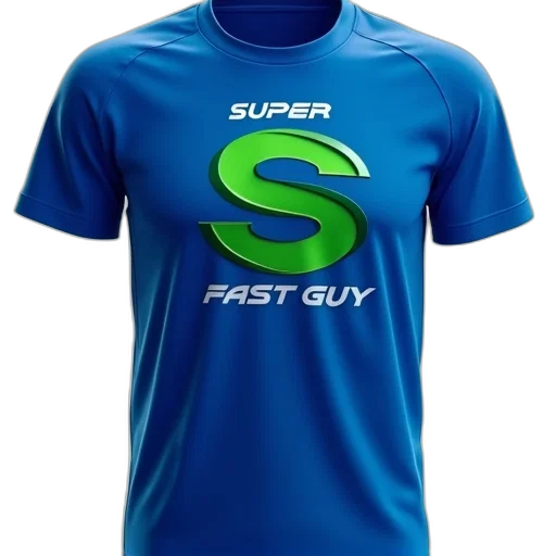 blue, t-shirt, stylized, green, shape, composed, two, curved transparent PNG cut-out