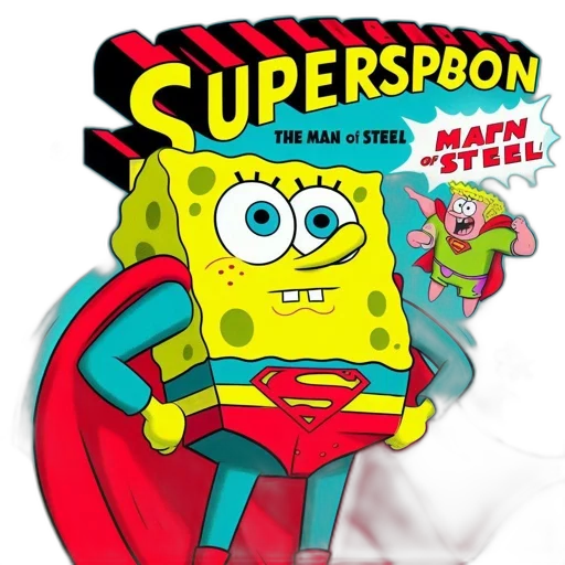 weapon, comic book art, concept art, cartoon, 3d render, underwater, supersponge, spongebob transparent PNG cut-out