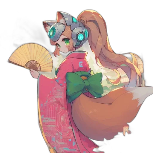 staff, dress, umbrella, creature, concept art, anime, fantasy art, watercolor transparent PNG cut-out