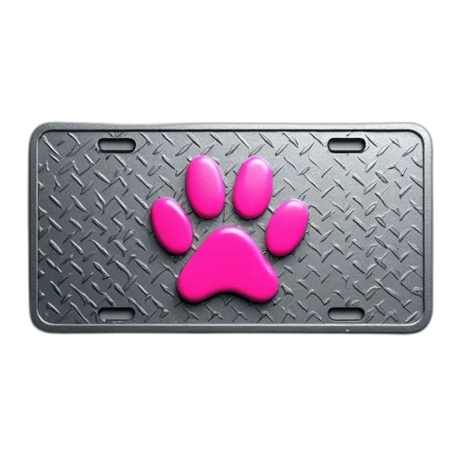 animal, 3d render, close-up, image, car, license, plate, pink transparent PNG cut-out