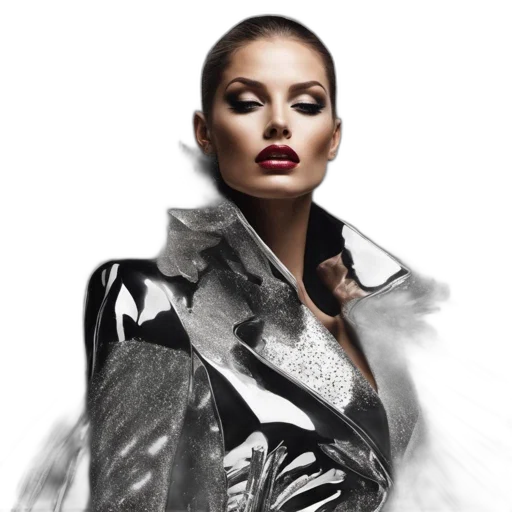 jacket, jewelry, photorealistic, concept art, 3d render, fantasy art, woman, striking transparent PNG cut-out