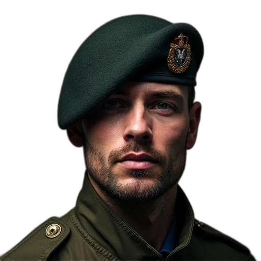 hat, jacket, staff, face, photorealistic, concept art, military, beanie transparent PNG cut-out