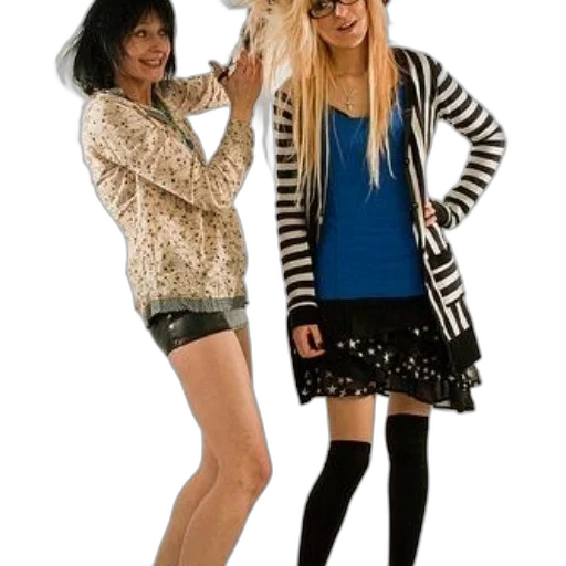 hair, dress, staff, shoes, two, women, pose, photo transparent PNG cut-out