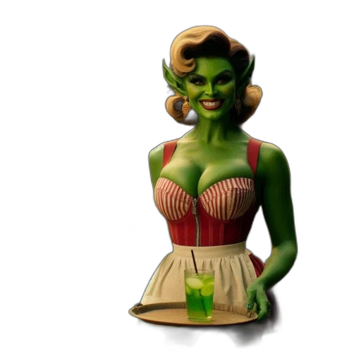 dress, 3d render, concept art, comic book art, fantasy art, green, green-skinned, woman transparent PNG cut-out