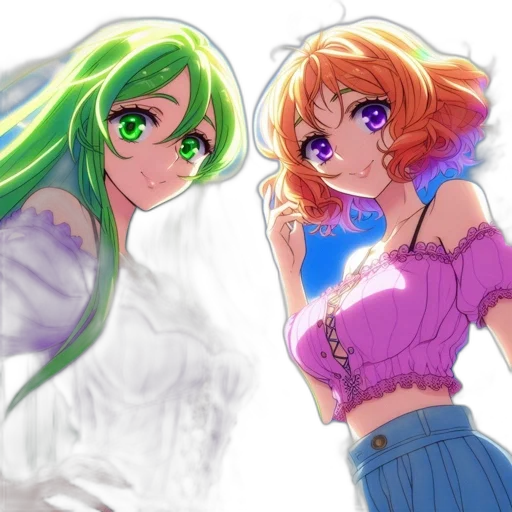 anime, vaporwave, watercolor, concept art, neon lights, fire, outer space, green transparent PNG cut-out