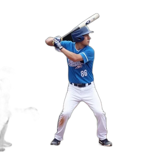 weapon, photorealistic, 3d render, concept art, baseball, player, blue, uniform transparent PNG cut-out