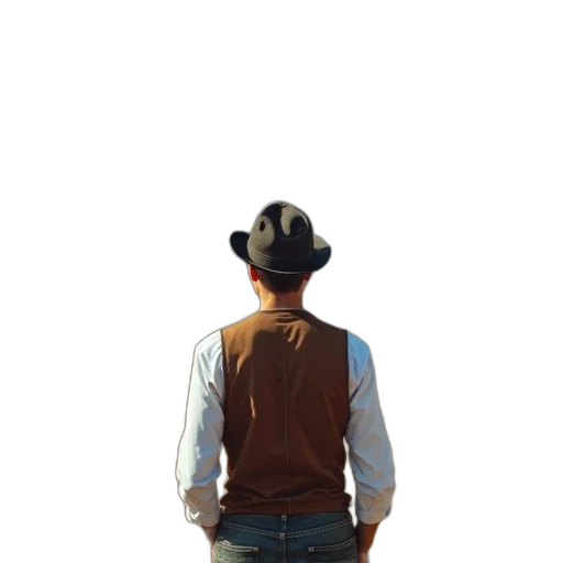jacket, hat, staff, robot, oil painting, photorealistic, 3d render, concept art transparent PNG cut-out