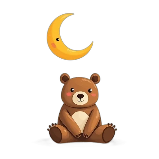 concept art, pixel art, earth tones, simple, childlike, drawing, brown, bear transparent PNG cut-out