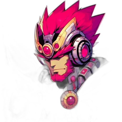 mask, robot, face, staff, cyberpunk, concept art, pixel art, fantasy art transparent PNG cut-out