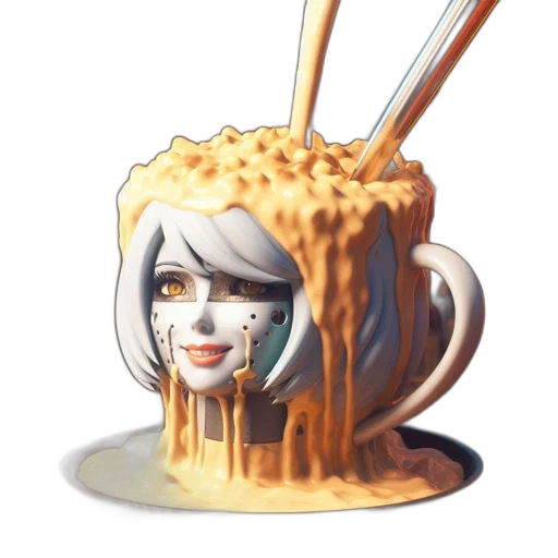 food, robot, face, 3d render, anime, concept art, photorealistic, bar transparent PNG cut-out