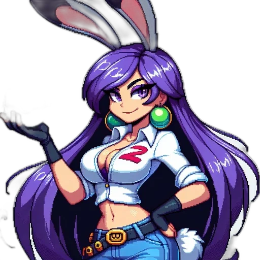 staff, pixel art, concept art, anime, cartoon, animated, character, bunny transparent PNG cut-out