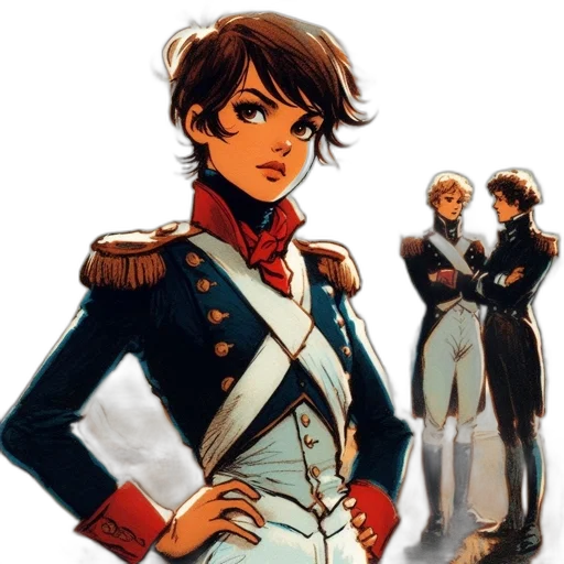jacket, staff, concept art, comic book art, cartoon, anime, young, woman transparent PNG cut-out