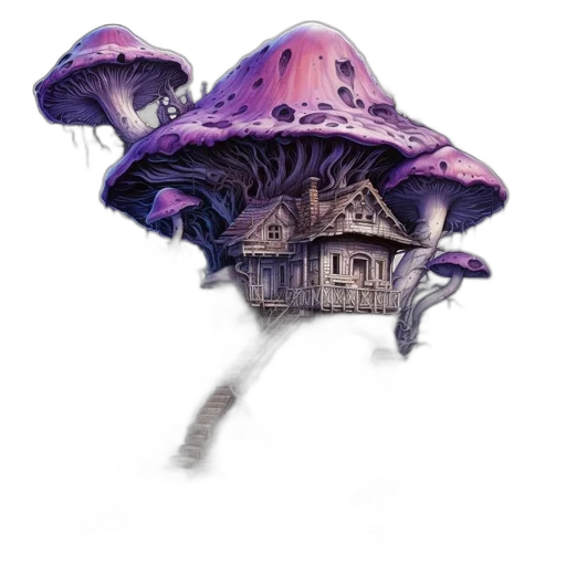 umbrella, hat, building, crown, concept art, watercolor, fantasy art, 3d render transparent PNG cut-out