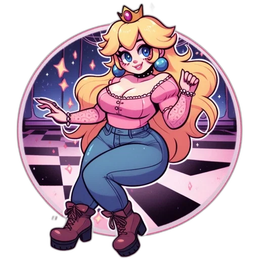 crown, dress, staff, pixel art, cartoon, concept art, vaporwave, pastel transparent PNG cut-out