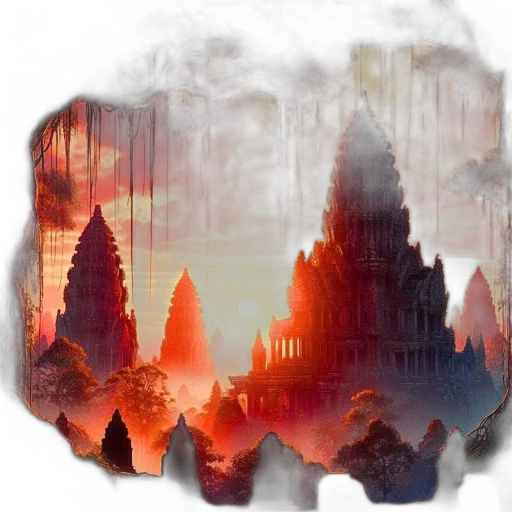 concept art, fantasy art, 3d render, photorealistic, fog, fire, forest, outer space transparent PNG cut-out