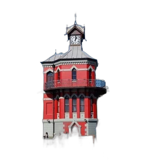 building, dress, 3d render, photorealistic, concept art, watercolor, red, clock transparent PNG cut-out