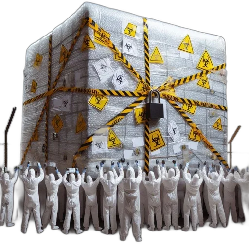 concept art, 3d render, people, protective, gear, surround, giant, bubble-wrapped transparent PNG cut-out