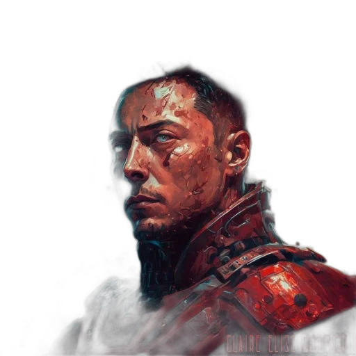 face, robot, concept art, comic book art, photorealistic, fantasy art, red, dark transparent PNG cut-out