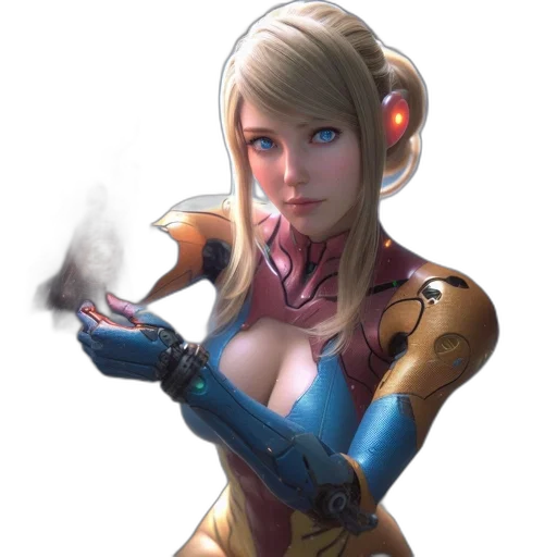 robot, weapon, staff, face, concept art, fantasy art, cyberpunk, comic book art transparent PNG cut-out