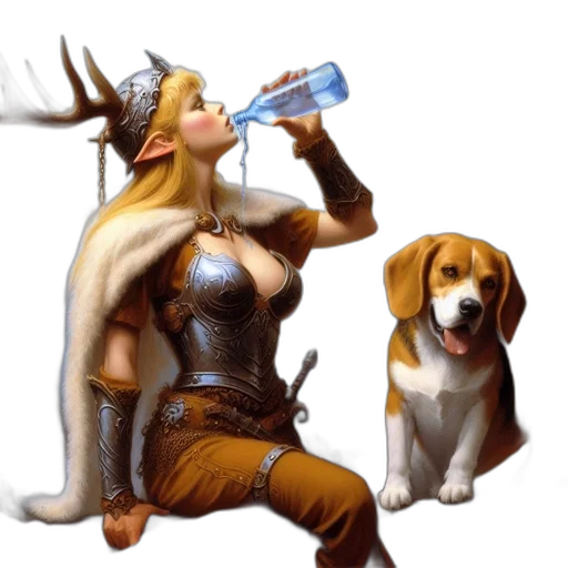 animal, fantasy art, concept art, pixel art, photorealistic, armored, female, figure transparent PNG cut-out