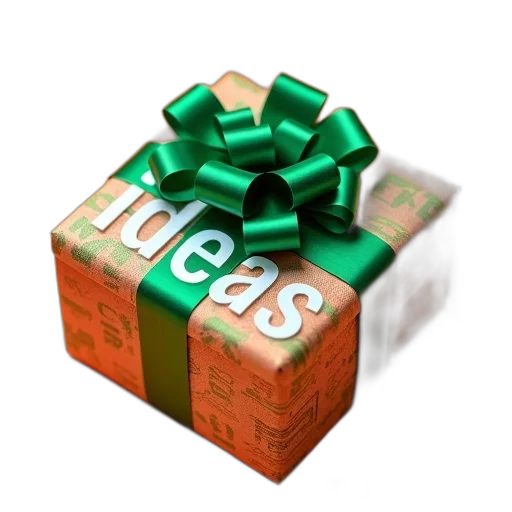 3d render, second, image, close-up, gift, box, green, bow transparent PNG cut-out