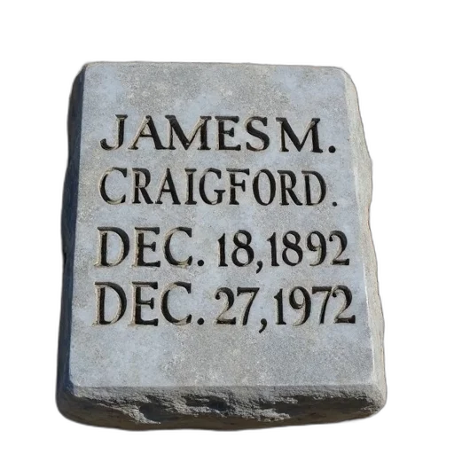 weathered, gravestone, name, james, craigford, engraved, date, birth transparent PNG cut-out