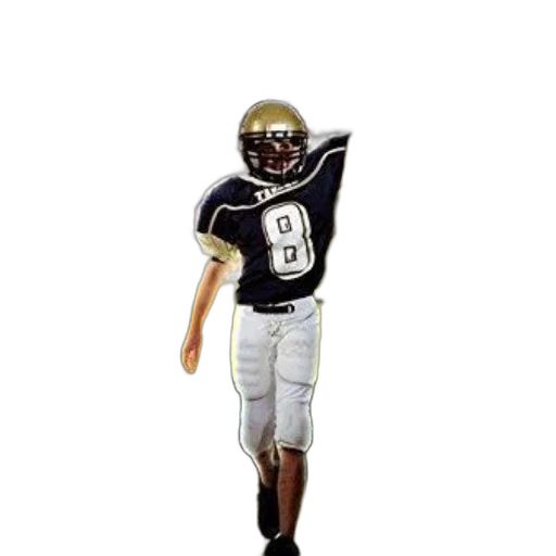 young, football, player, black, jersey, number, running, field transparent PNG cut-out