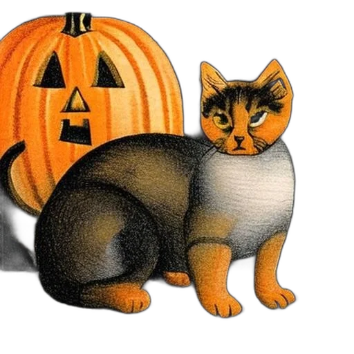 animal, photorealistic, concept art, pixel art, watercolor, orange, white, cat transparent PNG cut-out