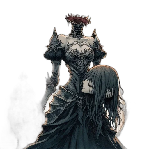 crown, dress, sword, robot, concept art, comic book art, fantasy art, anime transparent PNG cut-out