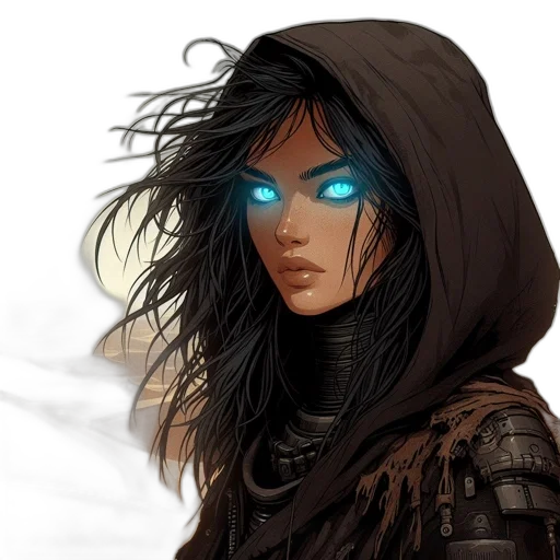 face, mask, jacket, fantasy art, comic book art, concept art, cyberpunk, neon lights transparent PNG cut-out