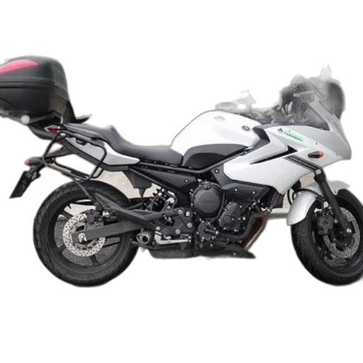3d render, white, motorcycle, black, accents, parked, front, celticrider transparent PNG cut-out