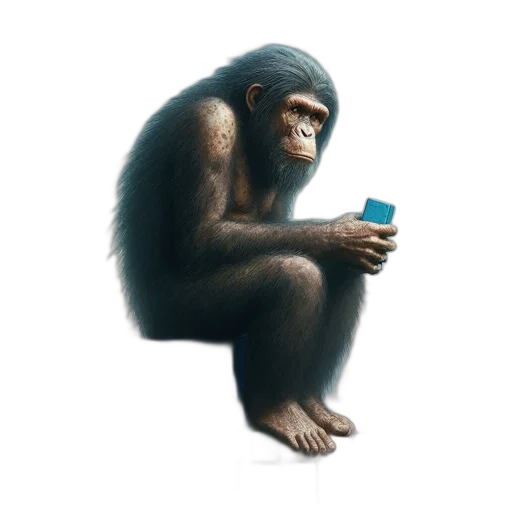 animal, creature, concept art, photorealistic, 3d render, pixel art, blue, primate transparent PNG cut-out