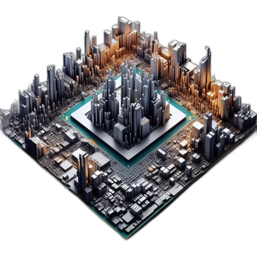 robot, building, 3d render, cyberpunk, concept art, model, portrays, futuristic transparent PNG cut-out
