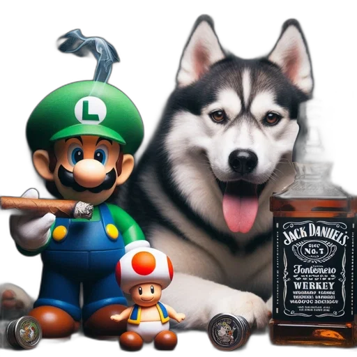 animal, bottle, concept art, photorealistic, pixel art, fantasy art, luigi, figurine transparent PNG cut-out