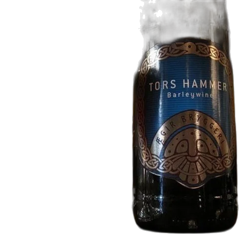 bottle, tors, hammer, barleywine, sits, next, glass, filled transparent PNG cut-out