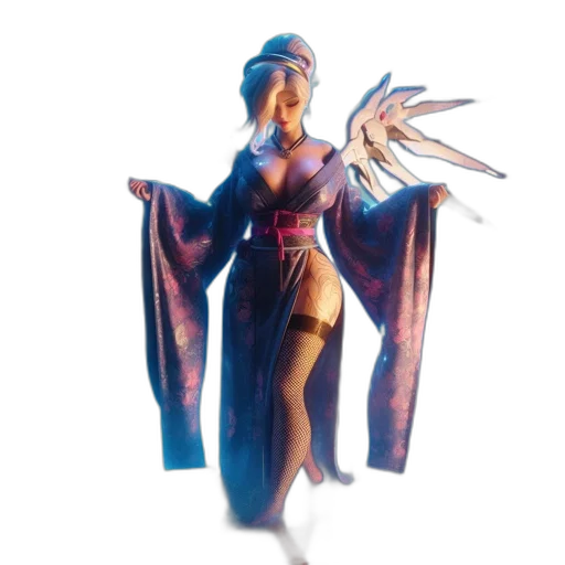 dress, jacket, staff, dragon, concept art, 3d render, fantasy art, vaporwave transparent PNG cut-out