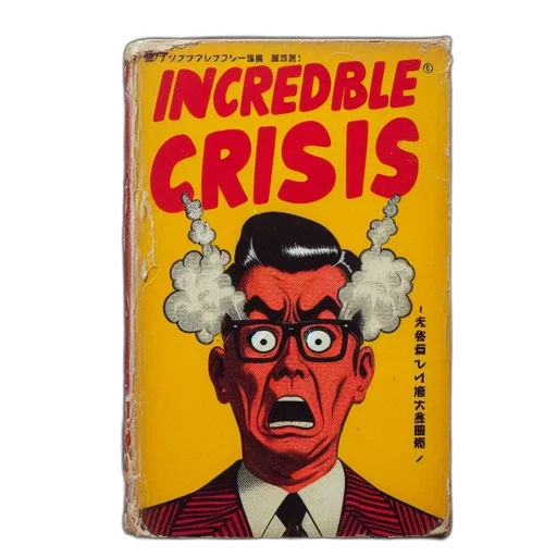 comic book art, old-fashioned, book, cover, features, words, incredible, crisis transparent PNG cut-out