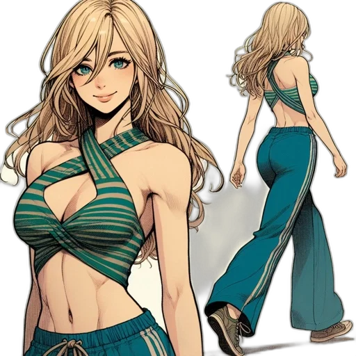 dress, concept art, anime, fantasy art, comic book art, green, earth tones, blue transparent PNG cut-out