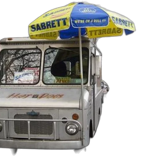 3d render, photorealistic, sabrett, hot, dog, truck, parked, side transparent PNG cut-out