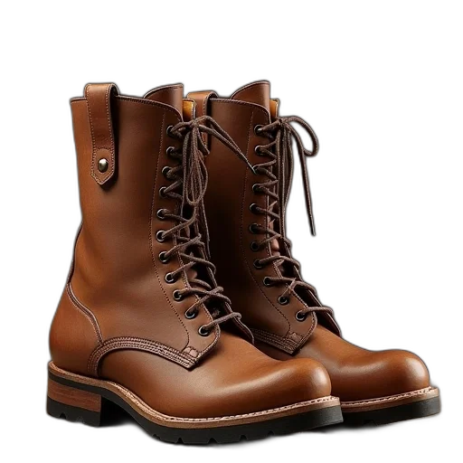 shoes, photorealistic, 3d render, timber, leather, boots transparent PNG cut-out